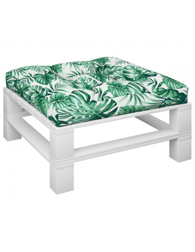 Cuscino per Pallet con Motivo a Foglie 80x80x12 cm in Tessuto