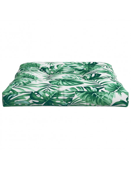 Cuscino per Pallet con Motivo a Foglie 80x80x12 cm in Tessuto