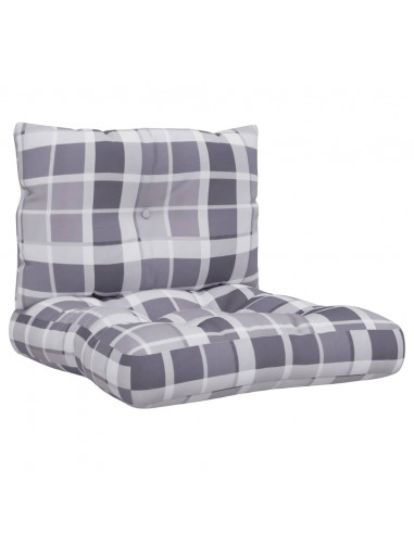 Cuscini per Pallet 2 pz Grigi a Quadri in Tessuto