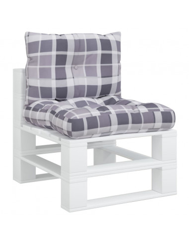 Cuscini per Pallet 2 pz Grigi a Quadri in Tessuto