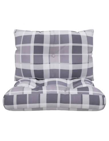 Cuscini per Pallet 2 pz Grigi a Quadri in Tessuto