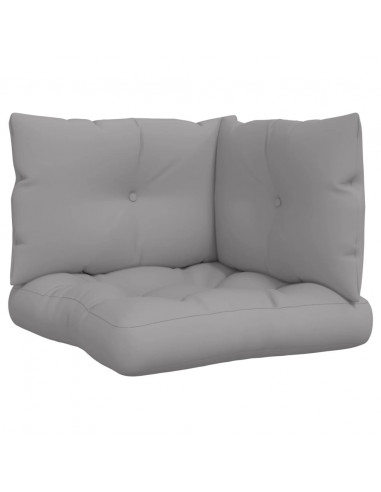 Cuscini per Pallet 3 pz Grigi in Tessuto