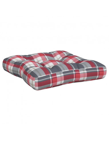 Cuscini per Pallet 3 pz Rossi a Quadri in Tessuto