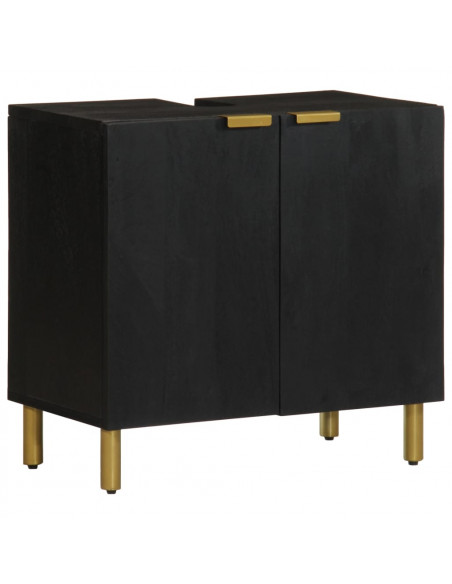 Set Mobili da Bagno 3 pz Nero in Legno Multistrato