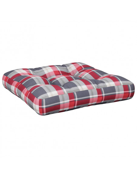 Cuscino per Pallet Motivo a Quadri Rossi 60x60x12 cm in Tessuto