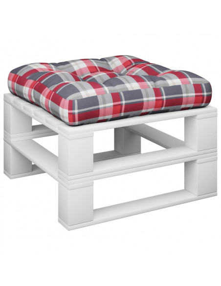 Cuscino per Pallet Motivo a Quadri Rossi 60x60x12 cm in Tessuto