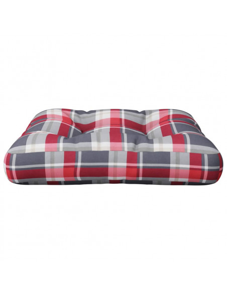 Cuscino per Pallet Motivo a Quadri Rossi 60x60x12 cm in Tessuto