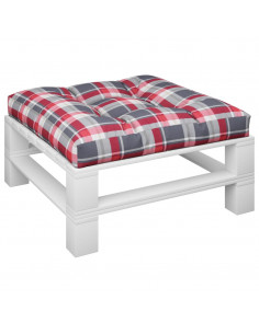 Cuscino per Pallet a Quadri Rossi 80x80x12 cm in Tessuto 2