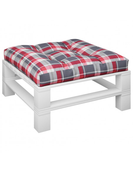 Cuscino per Pallet a Quadri Rossi 80x80x12 cm in Tessuto