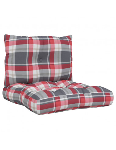 Cuscini per Pallet 2 pz Rossi a Quadri in Tessuto