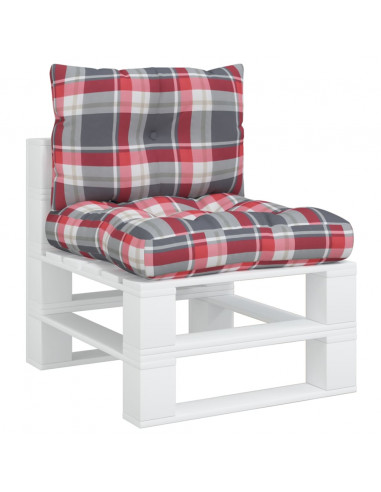 Cuscini per Pallet 2 pz Rossi a Quadri in Tessuto