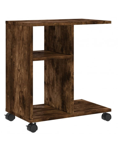 Tavolino con Ruote Rovere Fumo 50x30x55 cm in Legno Multistrato