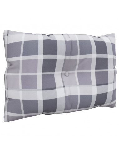 Cuscini per Pallet 3 pz Grigi a Quadri in Tessuto