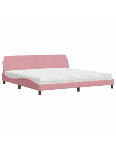 Letto con Materasso Rosa 200x200 cm in Velluto
