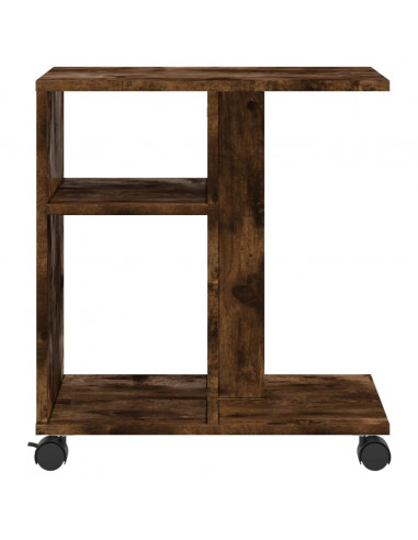Tavolino con Ruote Rovere Fumo 50x30x55 cm in Legno Multistrato
