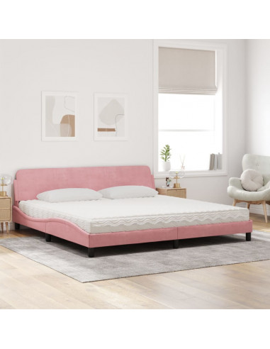 Letto con Materasso Rosa 200x200 cm in Velluto