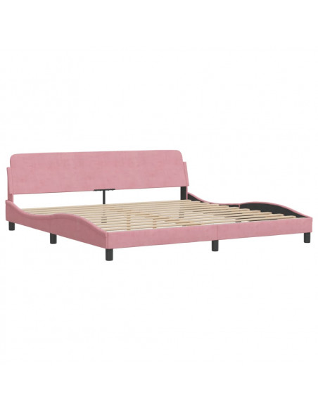 Letto con Materasso Rosa 200x200 cm in Velluto