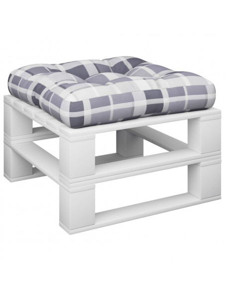 Cuscino per Pallet Motivo a Quadri Grigi 50x50x12 cm in Tessuto