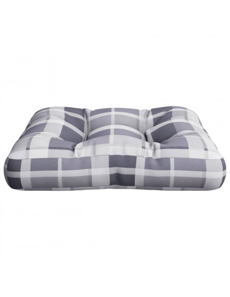 Cuscino per Pallet Motivo a Quadri Grigi 50x50x12 cm in Tessuto