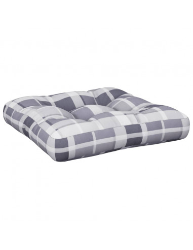 Cuscino per Pallet Motivo a Quadri Grigi 60x60x12 cm in Tessuto