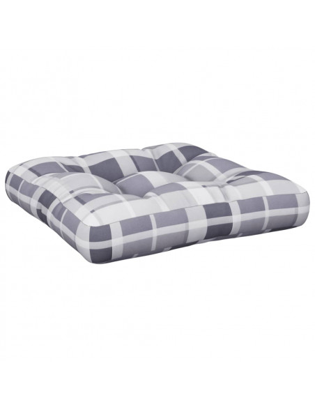 Cuscino per Pallet Motivo a Quadri Grigi 60x60x12 cm in Tessuto