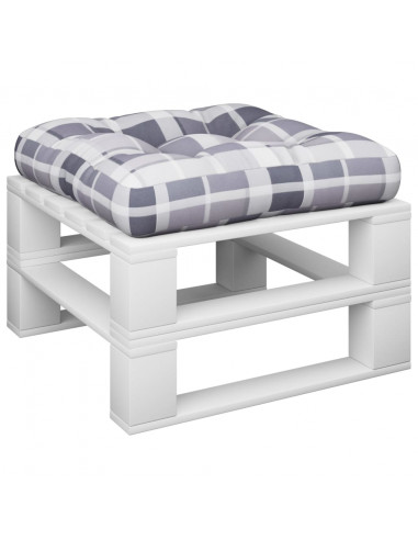 Cuscino per Pallet Motivo a Quadri Grigi 60x60x12 cm in Tessuto