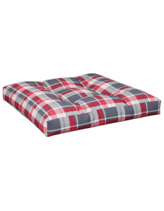 Cuscino per Pallet a Quadri Rossi 70x70x12 cm in Tessuto 2