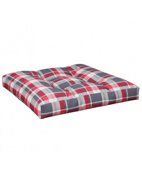 Cuscino per Pallet a Quadri Rossi 70x70x12 cm in Tessuto
