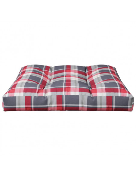 Cuscino per Pallet a Quadri Rossi 70x70x12 cm in Tessuto