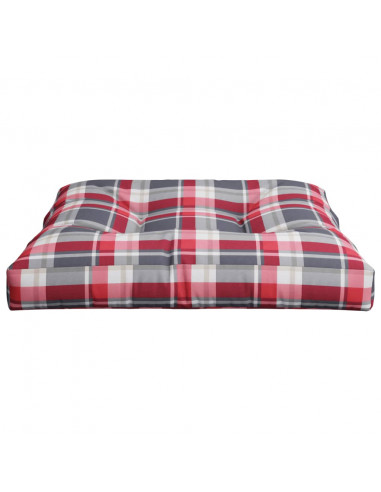 Cuscino per Pallet a Quadri Rossi 70x70x12 cm in Tessuto