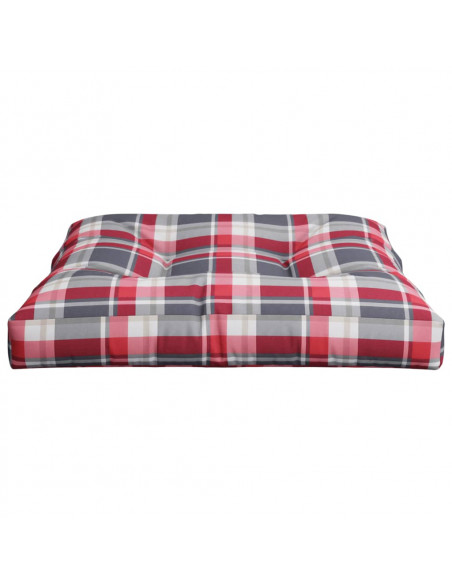 Cuscino per Pallet a Quadri Rossi 70x70x12 cm in Tessuto