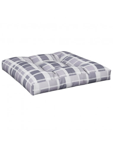 Cuscino per Pallet Motivo a Quadri Grigi 80x80x12 cm in Tessuto