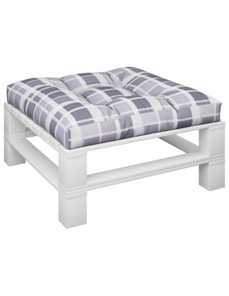 Cuscino per Pallet Motivo a Quadri Grigi 80x80x12 cm in Tessuto
