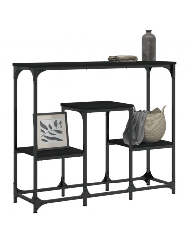 Tavolino Consolle Nero 89,5x28x76 cm in Legno Multistrato