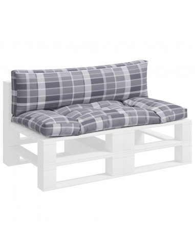 Cuscini per Pallet 2 pz a Quadri Grigi in Tessuto