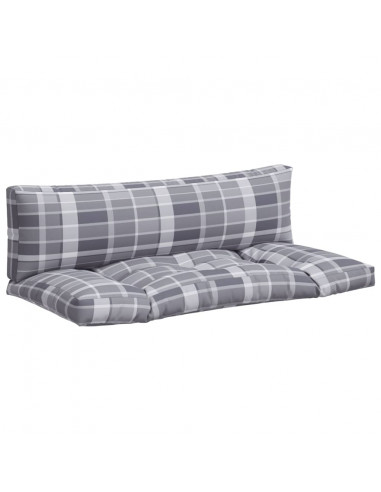 Cuscini per Pallet 2 pz a Quadri Grigi in Tessuto