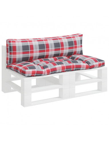 Cuscini per Pallet 2 pz a Quadri Rossi in Tessuto