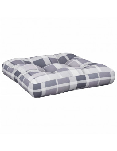 Cuscino per Pallet a Quadri Grigio 58x58x10 cm in Tessuto