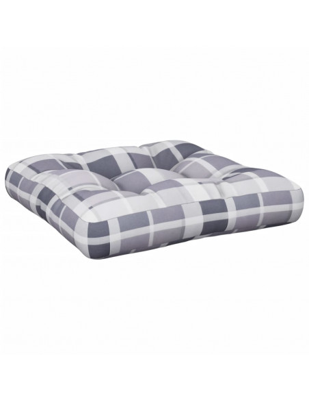 Cuscino per Pallet a Quadri Grigio 58x58x10 cm in Tessuto