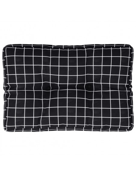 Cuscino per Pallet Motivo a Quadri Nero 60x40x12 cm in Tessuto