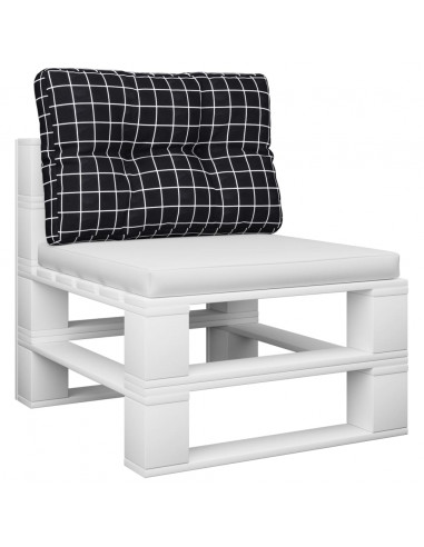 Cuscino per Pallet Motivo a Quadri Nero 60x40x12 cm in Tessuto