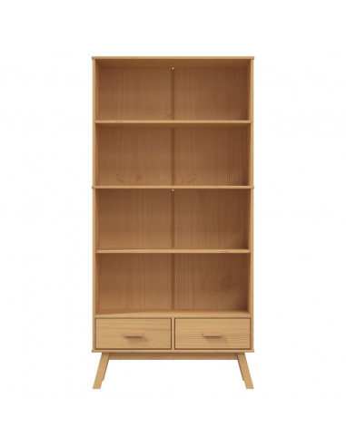 Libreria 4 Ripiani OLDEN Marrone in Legno Massello di Pino