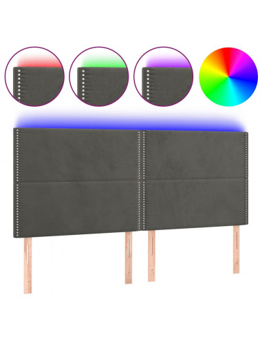 Testiera a LED GrigioScuro 180x5x118/128cm in Velluto