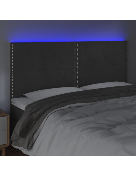 Testiera a LED GrigioScuro 180x5x118/128cm in Velluto
