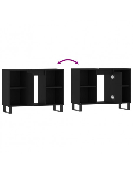 Mobile da Bagno Nero 80x33x60 cm in Legno Multistrato