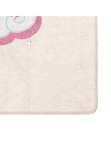 Tappeto Bambini Rosa 160x230 cm Unicorno Lavabile Antiscivolo