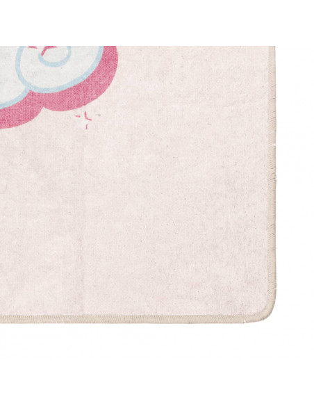 Tappeto Bambini Rosa 160x230 cm Unicorno Lavabile Antiscivolo