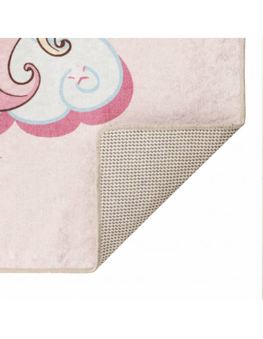 Tappeto Bambini Rosa 160x230 cm Unicorno Lavabile Antiscivolo