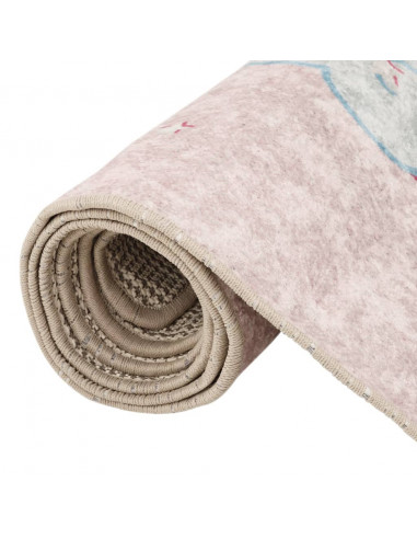 Tappeto Bambini Rosa 160x230 cm Unicorno Lavabile Antiscivolo