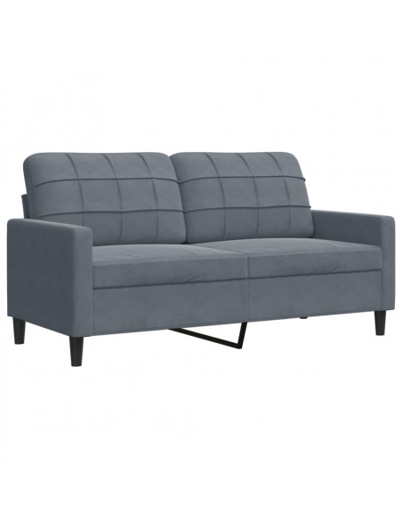 Set di Divani 3 pz con Cuscini Grigio Scuro in Velluto